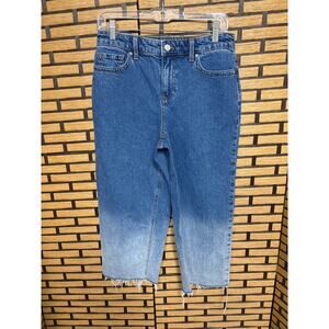 Talbots Ombre Denim Crop‎ Wide Leg Jeans Size 4P